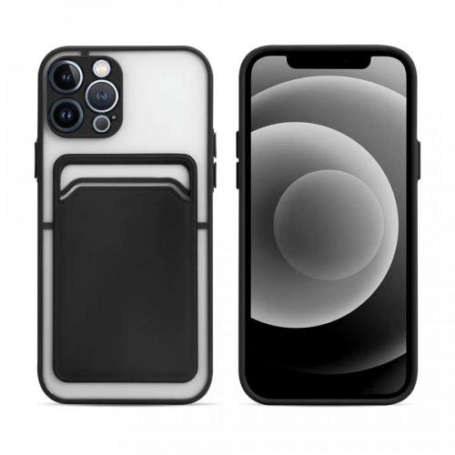 Kredi Kartlı Renkli Mat Silikon Kılıf Apple iPhone 12 Pro iPhone 12 Pro Siyah Apple