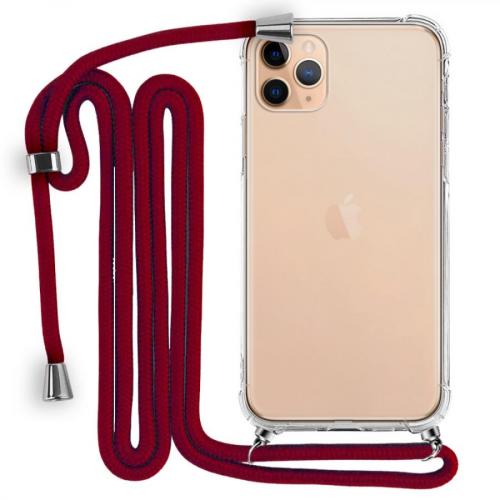 Modamore İp Askılı Dört Köşe Korumalı Şeffaf Kılıf iPhone 11 Pro Max iPhone 11 Pro Max Kırmızı Apple