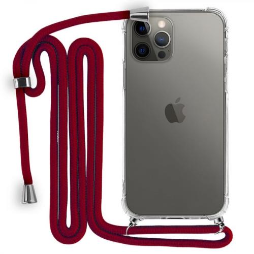 Modamore İp Askılı Dört Köşe Korumalı Şeffaf Kılıf iPhone 12 Pro iPhone 12 Pro Kırmızı Apple