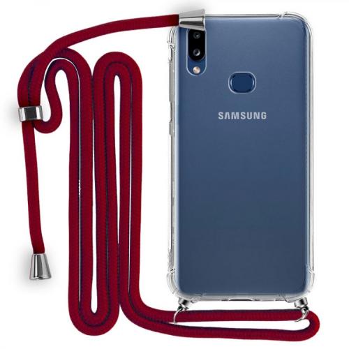Modamore İp Askılı Dört Köşe Korumalı Şeffaf Kılıf Samsung Galaxy A10S Galaxy A10S Kırmızı Samsung