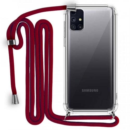 Modamore İp Askılı Dört Köşe Korumalı Şeffaf Kılıf Samsung Galaxy M31S Galaxy M31S Kırmızı Samsung
