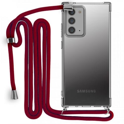 Modamore İp Askılı Dört Köşe Korumalı Şeffaf Kılıf Samsung Galaxy Note 20 Plus Galaxy Note 20 Plus Kırmızı Samsung